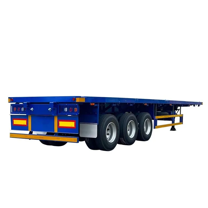 China Factory Direct Sale 3axle Container Flatbed Semi Trailer